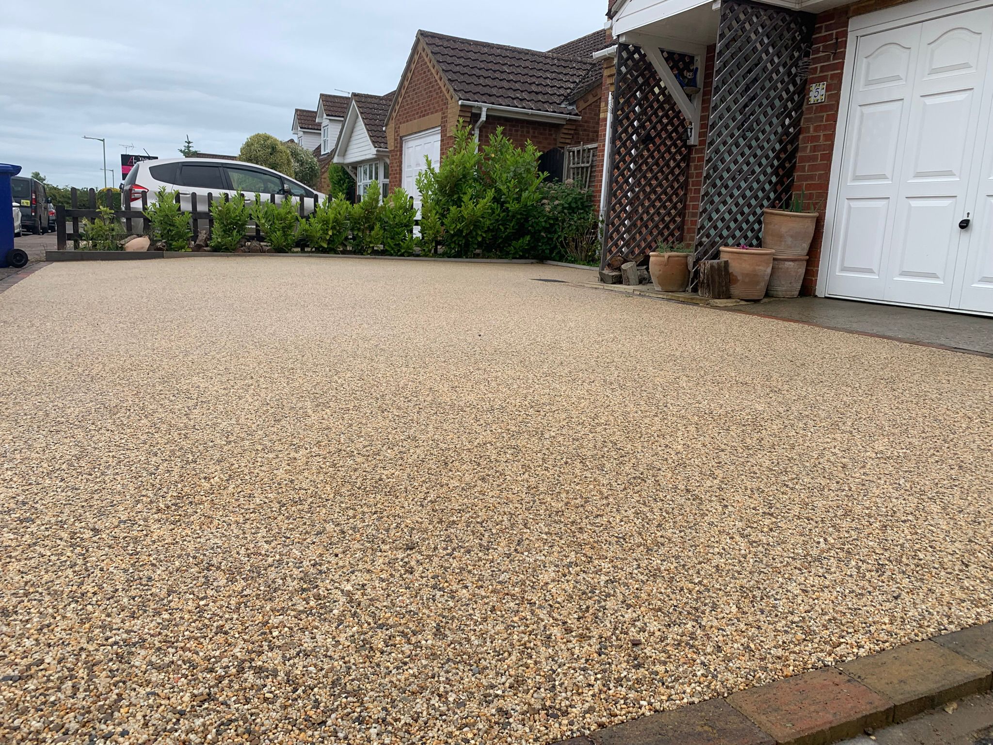 Completed block paving driveway with sharp edges and a modern finish